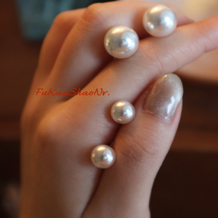 浮夸少女dayu 澳白珍珠高亮耳环女法式懒人百搭 推荐耳饰