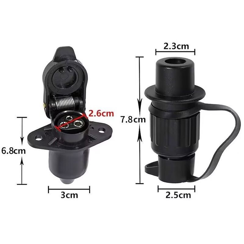 农用汽车挂车拖车电源3芯插头插座 播种机拖拉机三孔针尾灯接头