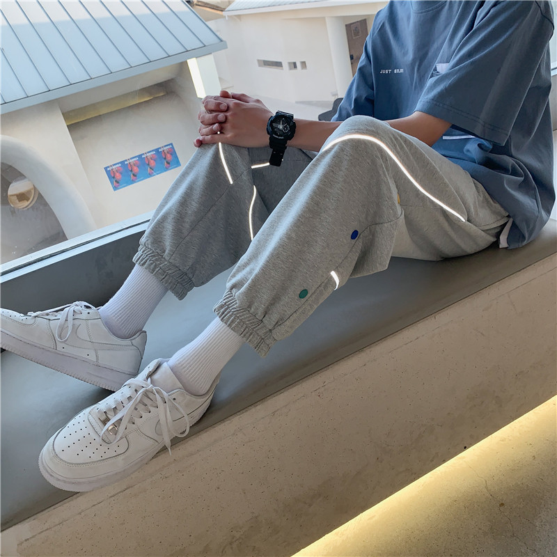 910A-606-P45港风春秋季宽松运动束脚裤，男装休闲裤，星座910A