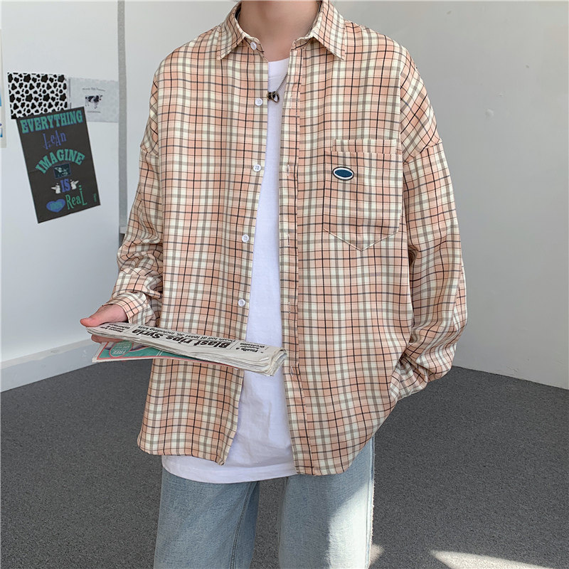 910AC14秋季男士宽松休闲百搭衬衫格子,男装衬衫,星座910A