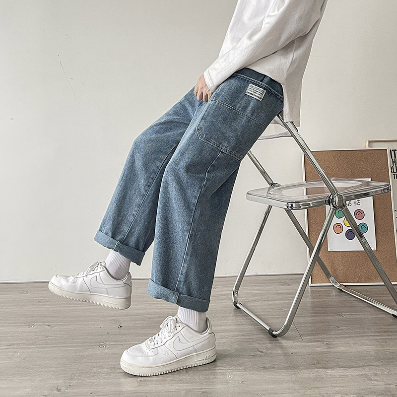 910A8022P50春秋季港风男士宽松直筒休闲牛仔裤，男装牛仔裤，星座910A