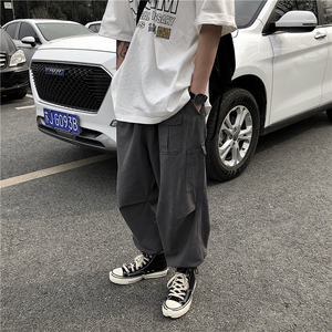 2021秋装新款韩版休闲复古工装裤街头直筒运动裤男 kz001图片