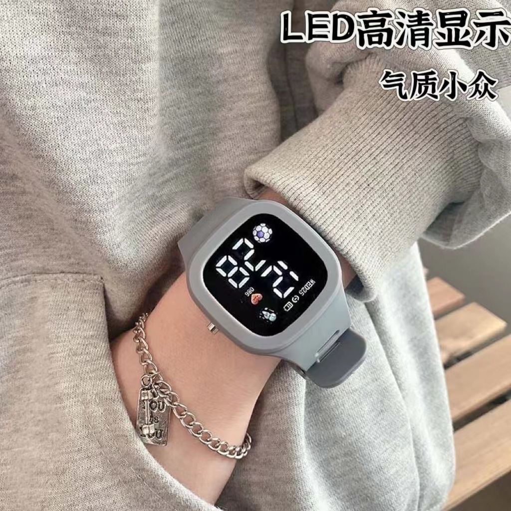 手表女高级灰显白简约时尚ins高颜值情侣男学生多功能镜子电子表