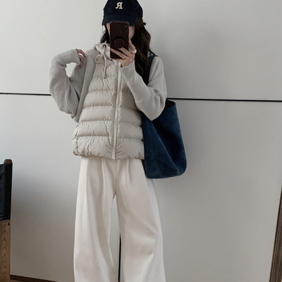 针织拼接棉袄轻薄保暖棉衣外套