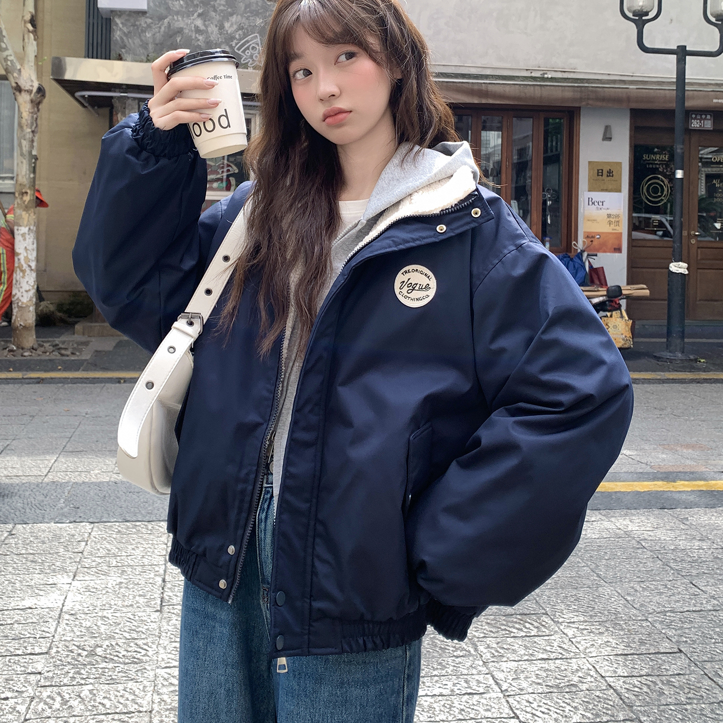 冬季棉衣棉服女短款2025年新款学院风立领羊羔毛加厚保暖棉袄外套