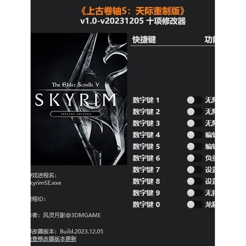 上古卷轴4+5老滚5修改器发两个修改不包含游戏支持正版steam游戏