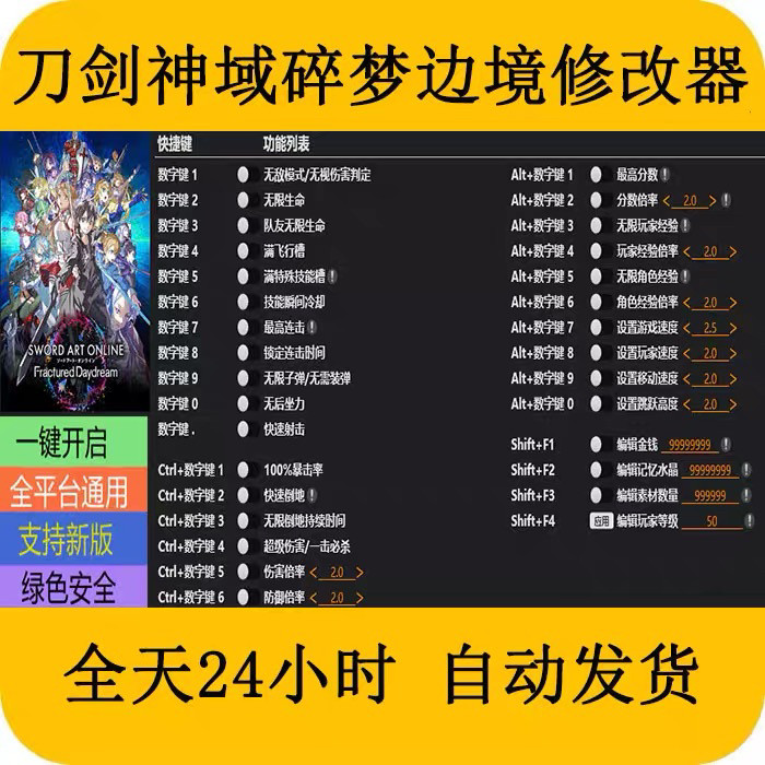 刀剑神域碎梦边境STEAM/EPIC正版游戏修改器科技辅助工具只能离线图片