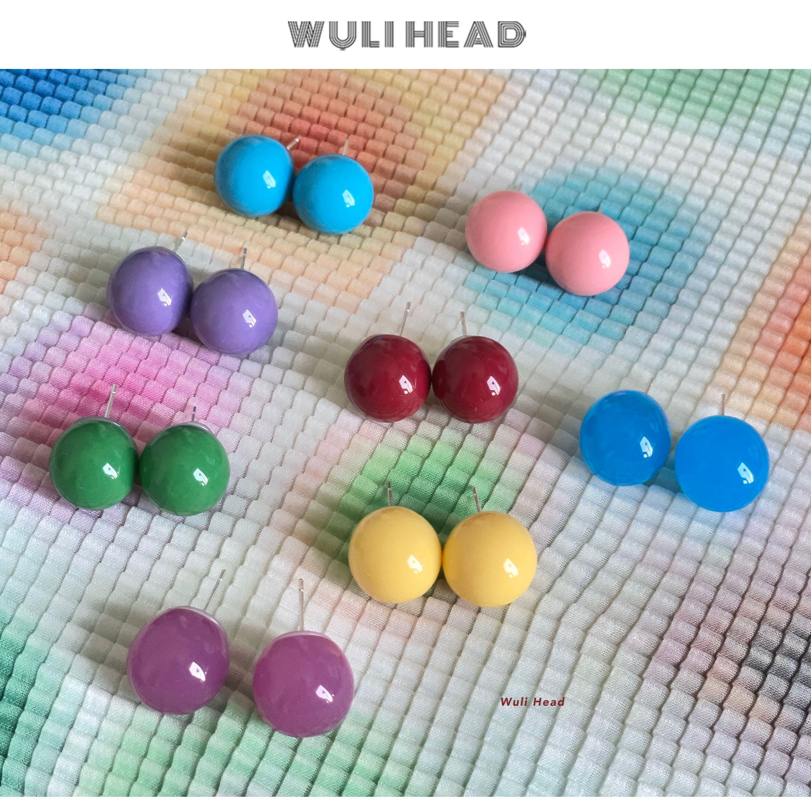 [ 无厘头 ] 色彩大爆炸 自制糖豆撞色日常百搭圆鼓鼓半球耳钉耳夹,饰品/流行首饰/时尚饰品新,耳钉,淘宝优惠券,粉丝福利购,淘宝优惠卷