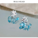 蓝石海螺 无厘头 定制小众设计夏日海蓝水晶碎石耳钉耳环耳夹