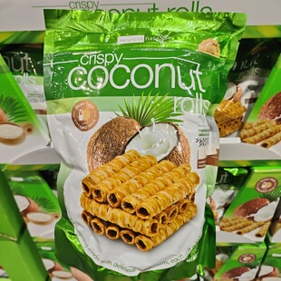 开市客代购 泰国coconut香脆椰子蛋卷椰奶椰味酥卷285g东南亚椰香