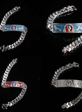 泰国佛饰品 龙婆瑞2565手链 泰经文纯银配饰