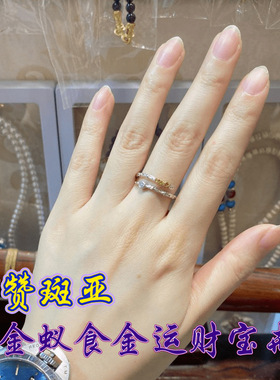 泰国佛饰品 斑亚 金蚁食金运财戒 纯银蚂蚁戒指