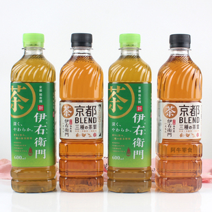 日本进口Suntory三得利伊右卫门福寿园无糖混合绿茶饮料600ml 4瓶