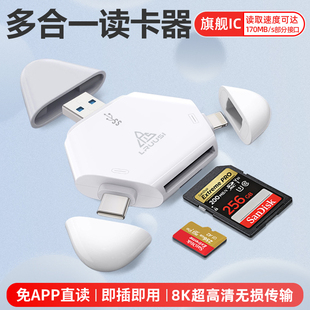 LRUUSI多合一读卡器适用苹果手机mac电脑USBC通用相机内存SD/TF卡