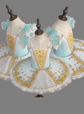 儿童芭蕾舞演出服女童天鹅湖吊带蓬蓬裙TUTU裙蓝色芭蕾纱裙汇演服