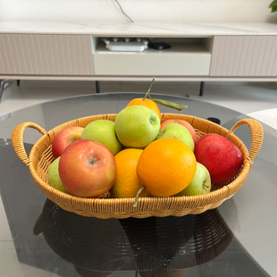 GP18椭圆形36X26X7CM双耳仿藤编茶室水果盘 ins风时尚居家小吃篮