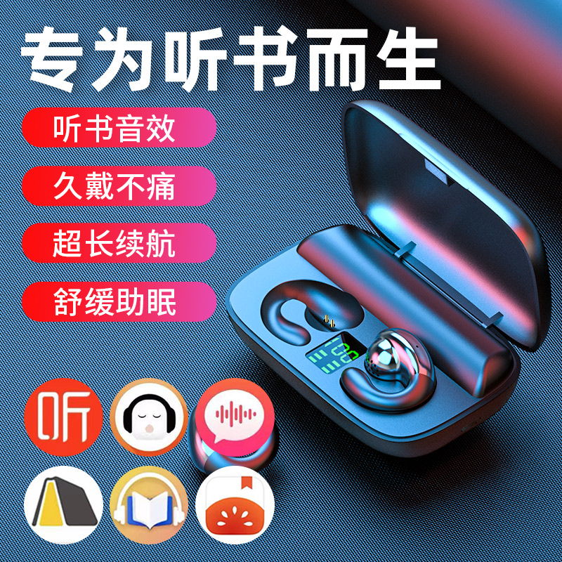 3【听书耳机】不入耳蓝牙挂耳式双耳骨传导运动高颜值2021年新款超长续航女士款适用苹果oppo华为vivo真无线端