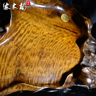楠木缘 金丝楠乌木水波纹茶盘阴沉木功夫茶盘雕刻茶具一物一拍