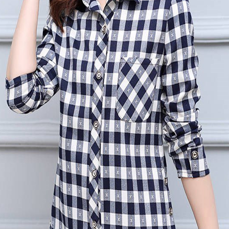 Large lattice shirt Long sleeve Mom outfit 2019 The Lunar New Year Mid length version jacket Self cultivation Show thin middle age shirtin the Women's clothing/Boutique , Shirt  category - from Buy2taobao.com to provide professional Taobao agent buy service