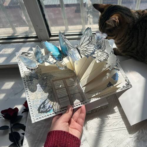 蝴蝶贺卡立体书手工制作DIY材料包送女友七夕情人节生日礼物女生