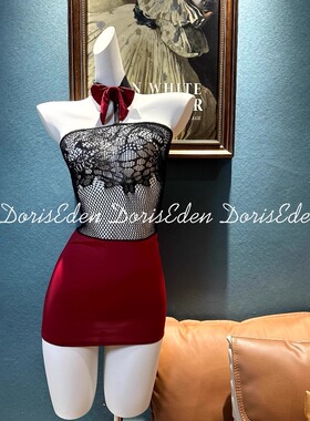 DE家·芳心纵火·性感OL秘书包臀裙空姐网衣红色内衣斩男大码qqny