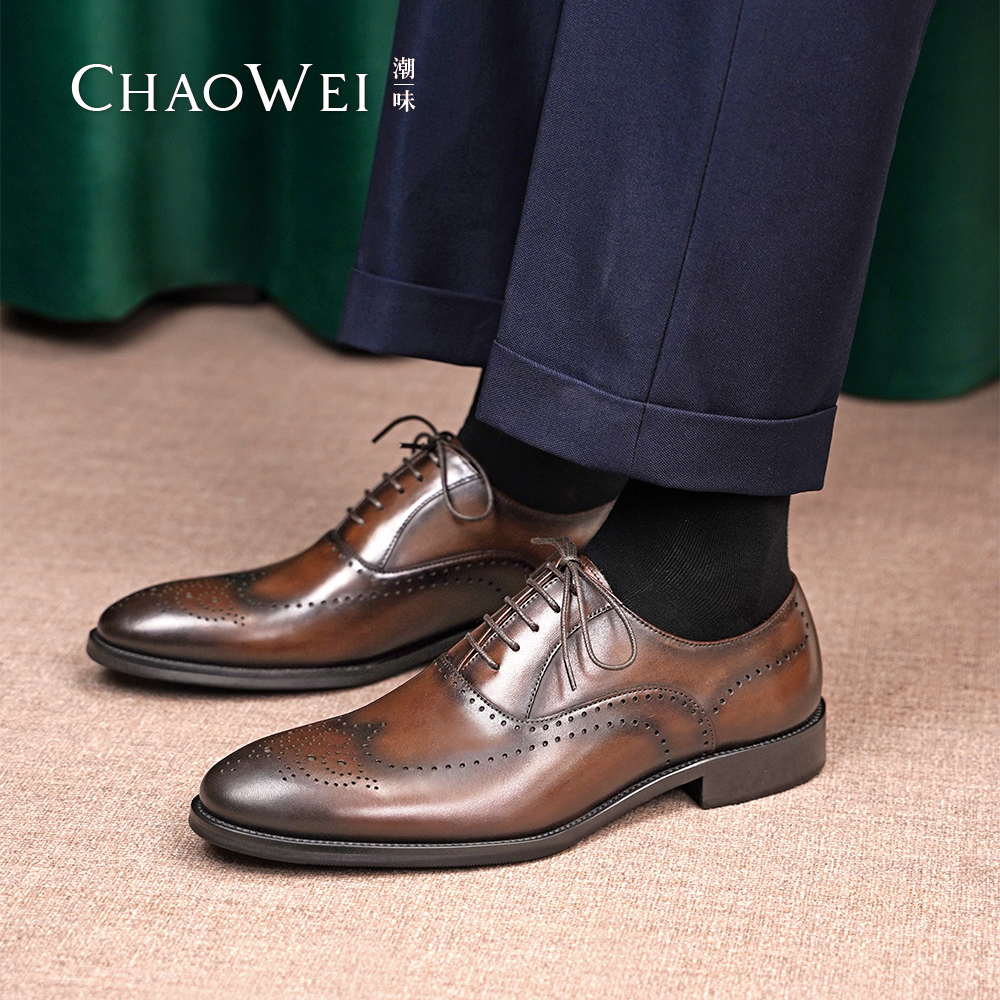 手工雕花 头层牛皮