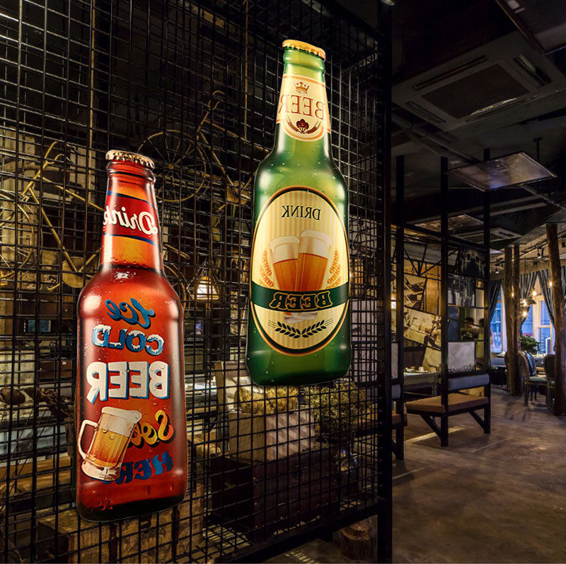 酒吧啤酒瓶墙面装饰品挂件烧烤店美式复古壁挂清吧饭店工业风挂饰