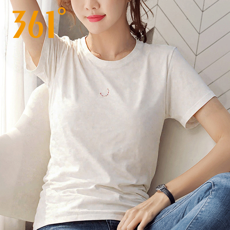 361度运动t恤女2025夏季新款宽松透气舒适上衣圆领T恤56Z434008A