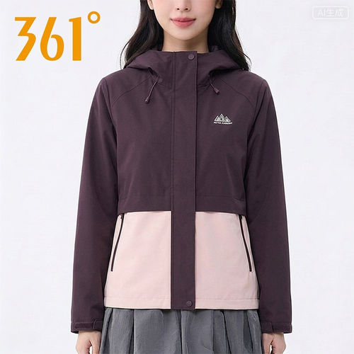 361°绒里风衣女士2026秋季新款连帽防风夹克休闲外套562613602S