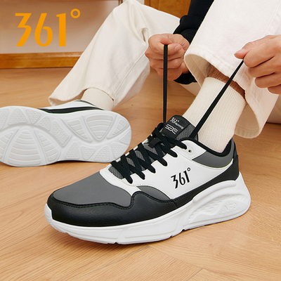 361男鞋2025新款防水运动鞋男361度官方旗舰店正品皮面减震跑步鞋