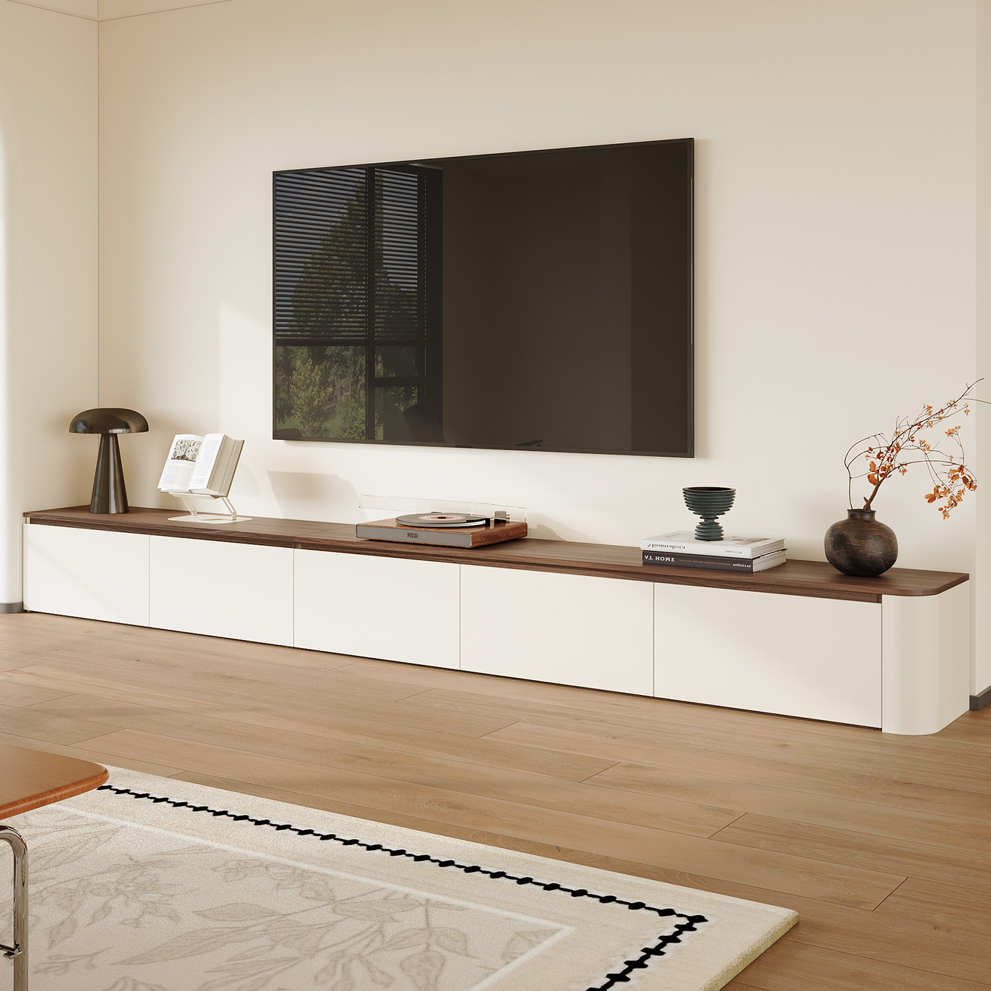 中古风电视柜客厅家用收纳储物柜一体落地圆弧柜复古小户型抽屉柜,住宅家具,电视柜,淘宝优惠券,粉丝福利购,淘宝优惠卷