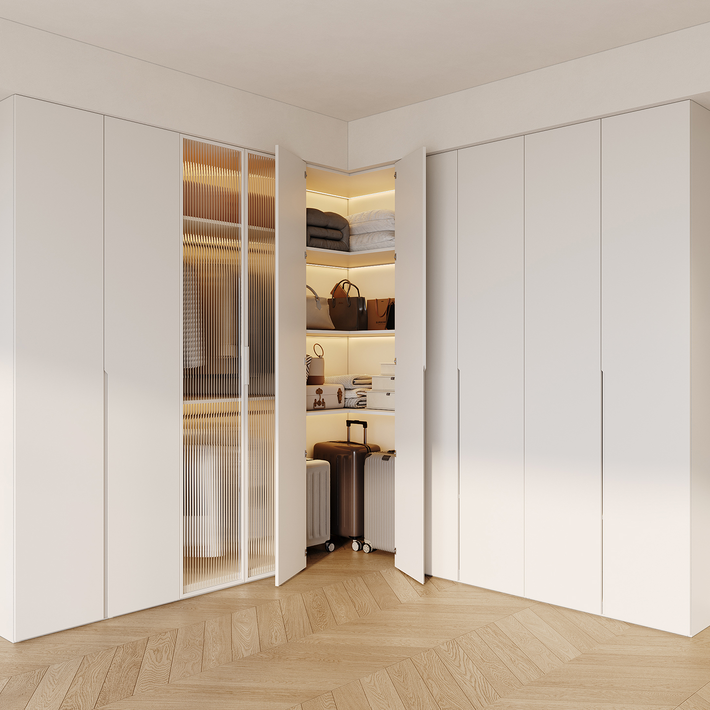 全屋定制转角衣柜卧室家用衣帽间储物柜现代简约Enf级环保衣橱柜