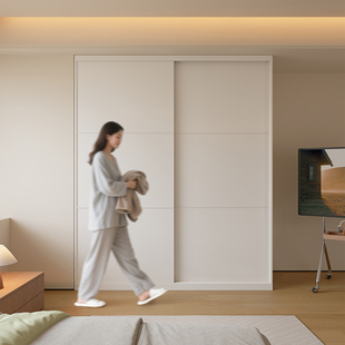 推拉门衣柜家用卧室衣帽间收纳柜移门简易小户型儿童实木定制衣橱