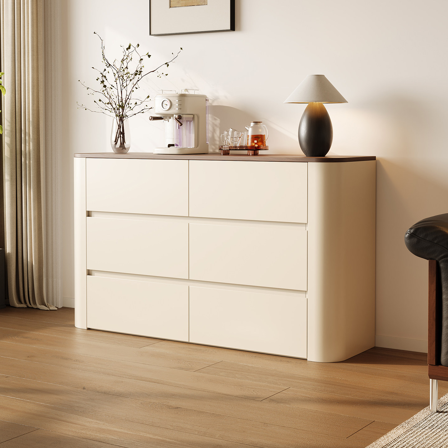 法式复古风家用卧室斗柜抽屉柜梳妆台圆弧柜储物柜一体收纳床尾柜,住宅家具,斗柜,淘宝优惠券,粉丝福利购,淘宝优惠卷