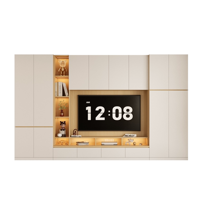 依雪奶油风电视柜整墙定制储物柜