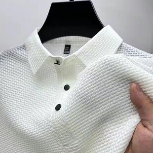 半袖 高端时尚 男上衣 纯色保罗滑料Polo衫 领夏季 冰丝短袖 男t恤衬衫