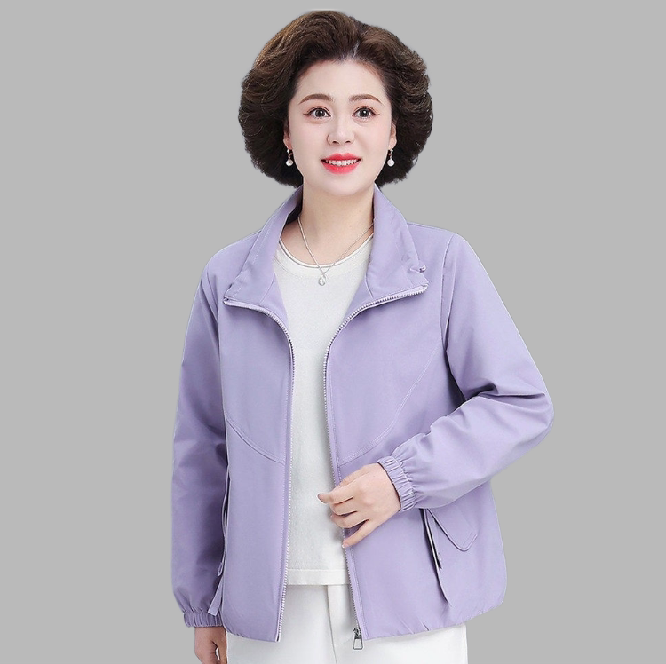 妈妈春装外套时尚减龄夹克2026新款洋气风衣中老年春秋季纯色上衣