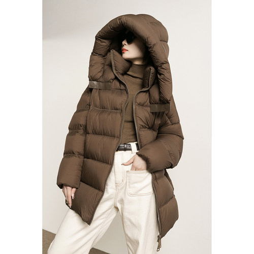 鹅绒羽绒服女冬季中长款面包服