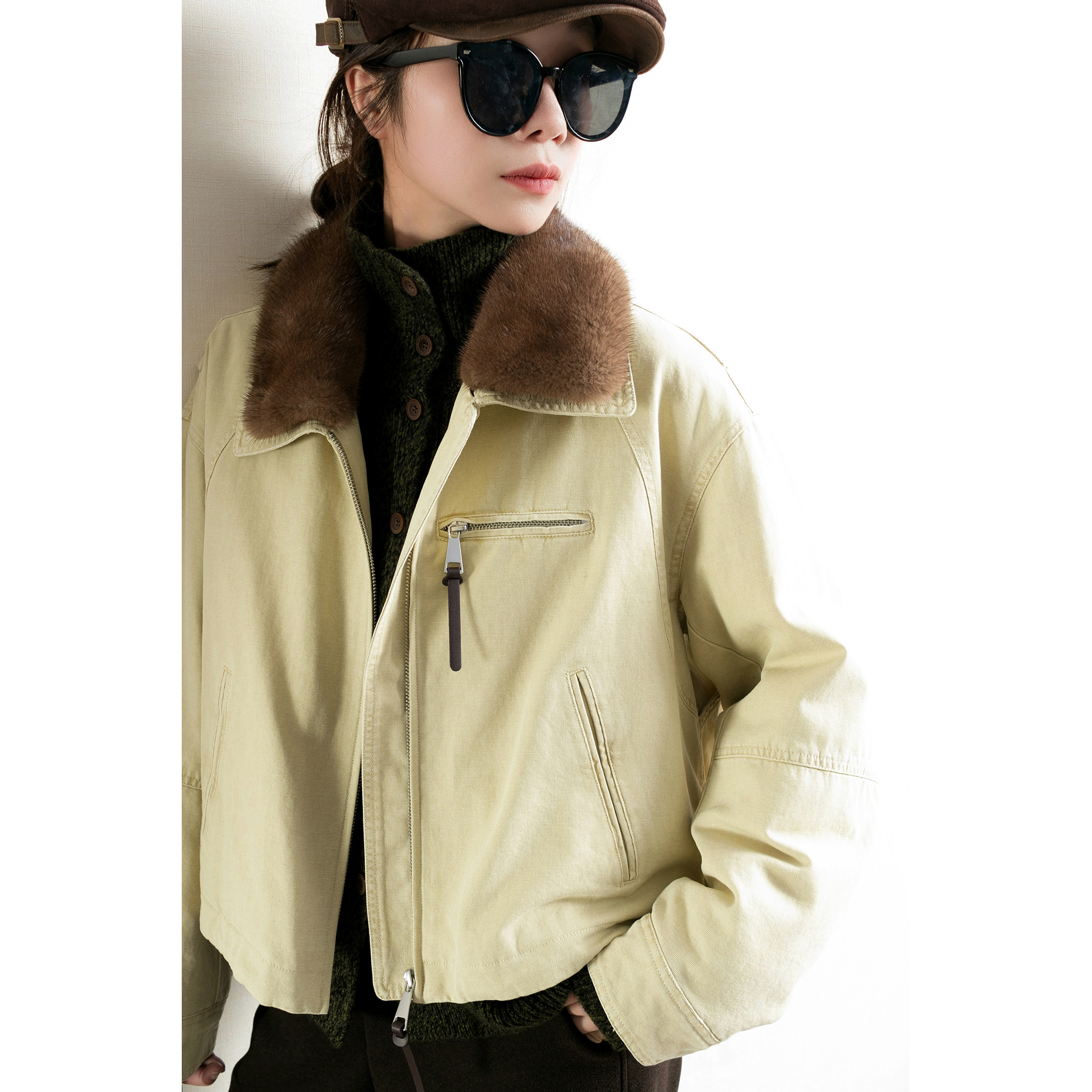 回馈｜清仓｜捡漏｜it巴恩风矜贵水貂毛领薄款鹅绒羽绒服女短夹克