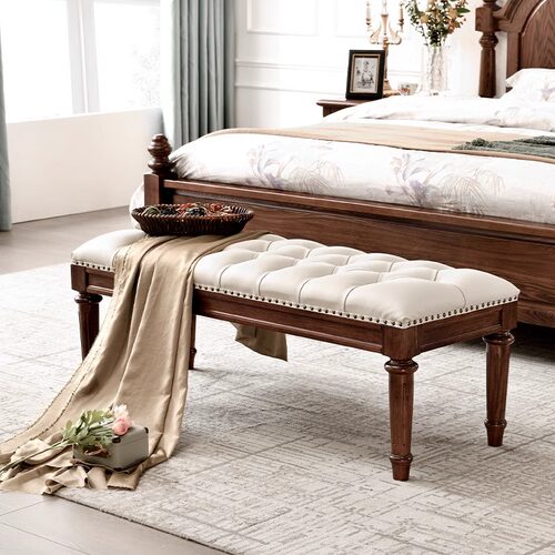 床尾凳实木真皮床尾凳
