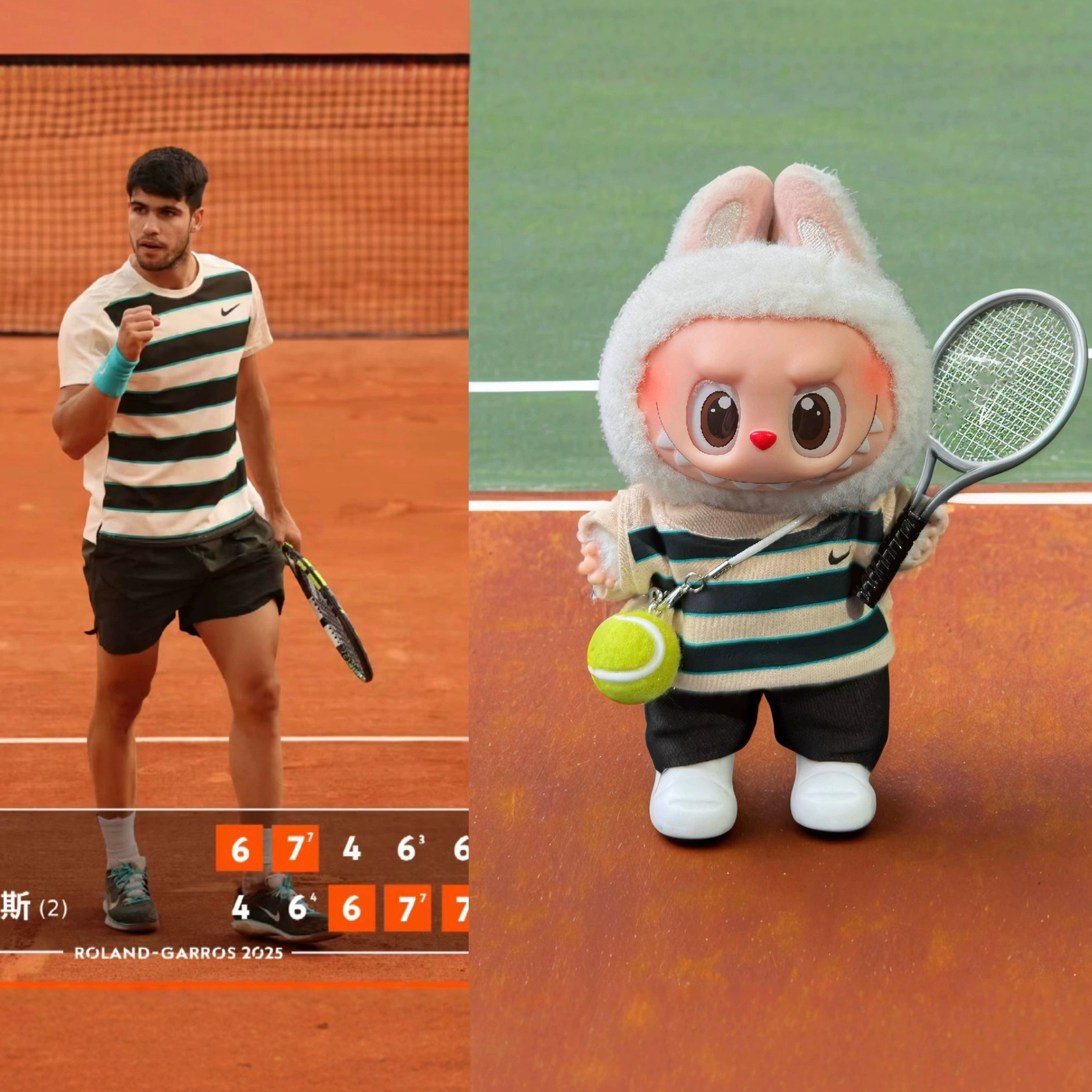 49labubu娃衣法网冠军阿卡同款一二三代适用拉布布衣服网球套装