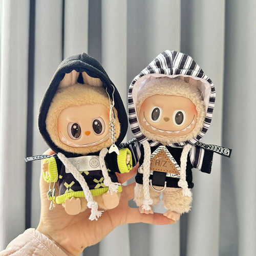 49仅衣服一二代钥匙扣Labubu衣服挂件拉布布娃衣刀叉鱼三角卫衣萌