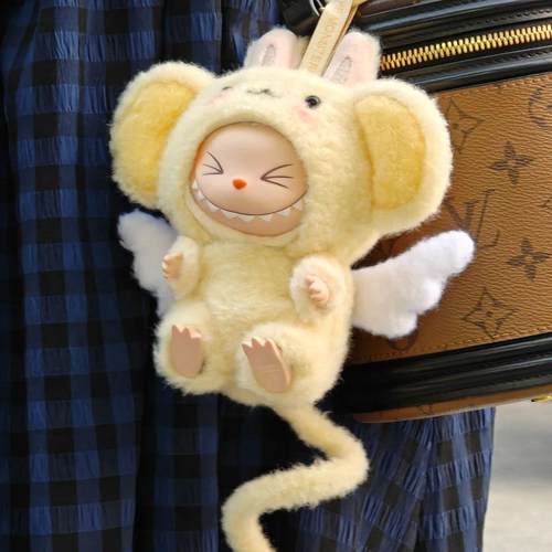 49二代Labubu坐派对娃衣套装挂件17cm搪胶公仔头套拉布布衣服换装