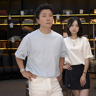 純色圓領短袖 SEASON MARK cleanfit簡約 T恤 休閑寬松百搭情侶款