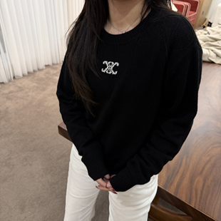 SEASON MARK羊毛混纺刺绣logo针织衫休闲百搭亲肤长袖保暖毛衣春