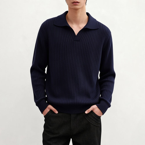 SeasonMark老钱风针织Polo衫男秋