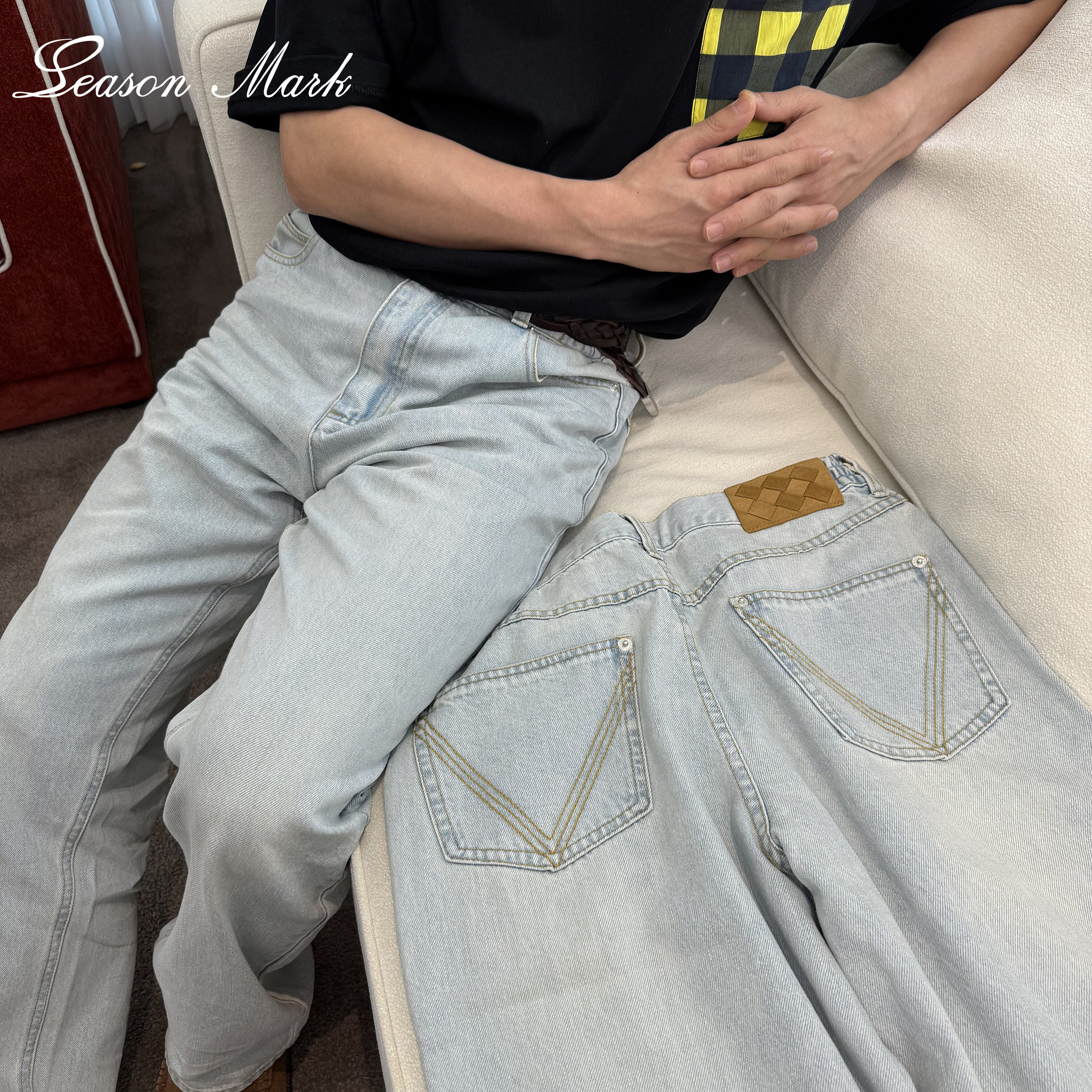 SEASON MARK『BV同款』直筒牛仔长裤休闲百搭时尚舒适男士牛仔裤