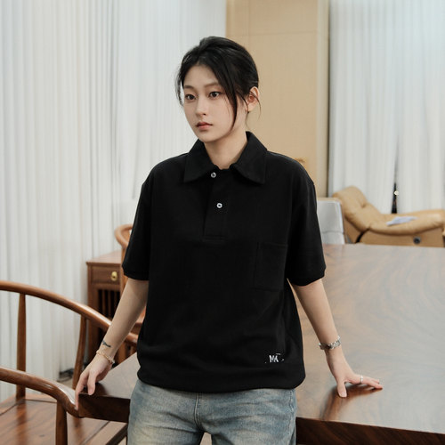 SEASONMARK纯色MM印花polo短袖