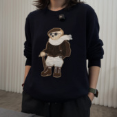 SEASONMARK 毛衣冬 休闲百搭潮流情侣长袖 RL小熊 刺绣圆领针织衫