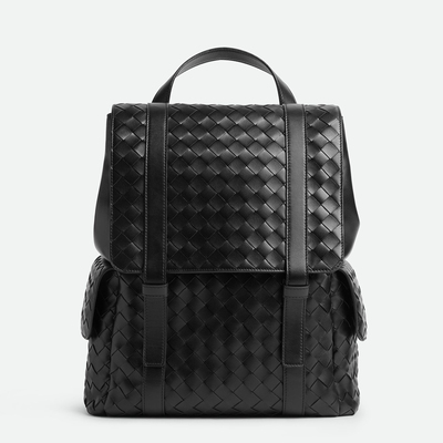 SEASONMARK简约时尚牛皮编织双肩包商务通勤旅行电脑包大容量背包